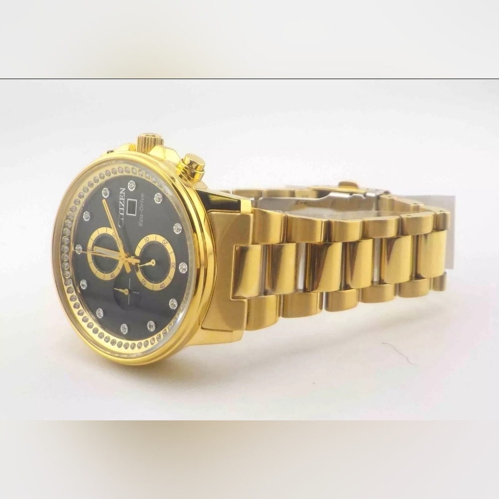 ***BRAND NEW*** Citizen Eco-Drive Nighthawk Crystal Accent Gold-Tone Chronograph - Picture 7 of 10